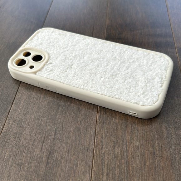 iPhone 14 PLUS Cream White Sherpa Phone Case, Winter Beige Cozy Accessory Tech - Picture 3 of 7
